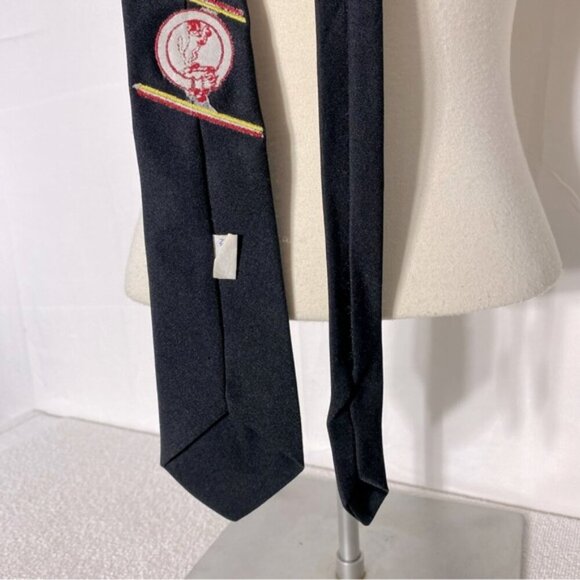 Vintage Black With Red Embroidered Lion Neck Tie - Picture 6 of 10